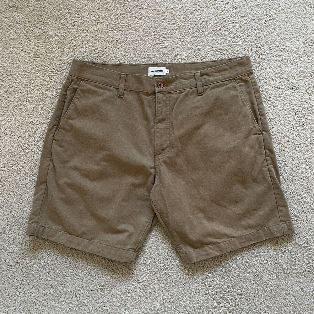 Taylor Stitch Men’s 38 8.5” Inseam Khaki Brown Chino Shorts - Made in USA